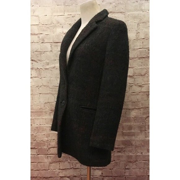 Helene London Heathered Gray Plaid Button Wool Blend Jacket Size Small - Picture 4 of 6